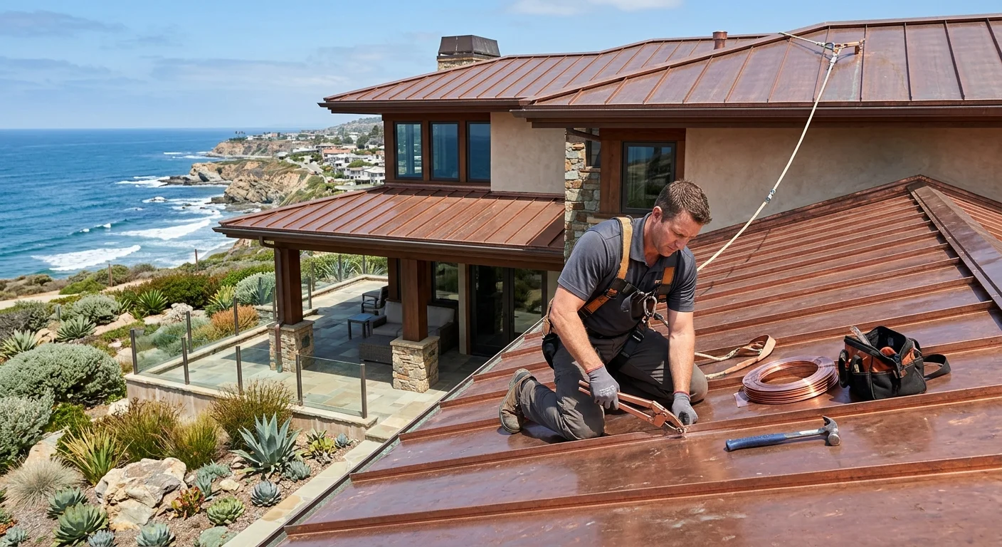 Coastal San Diego home with a copper roof