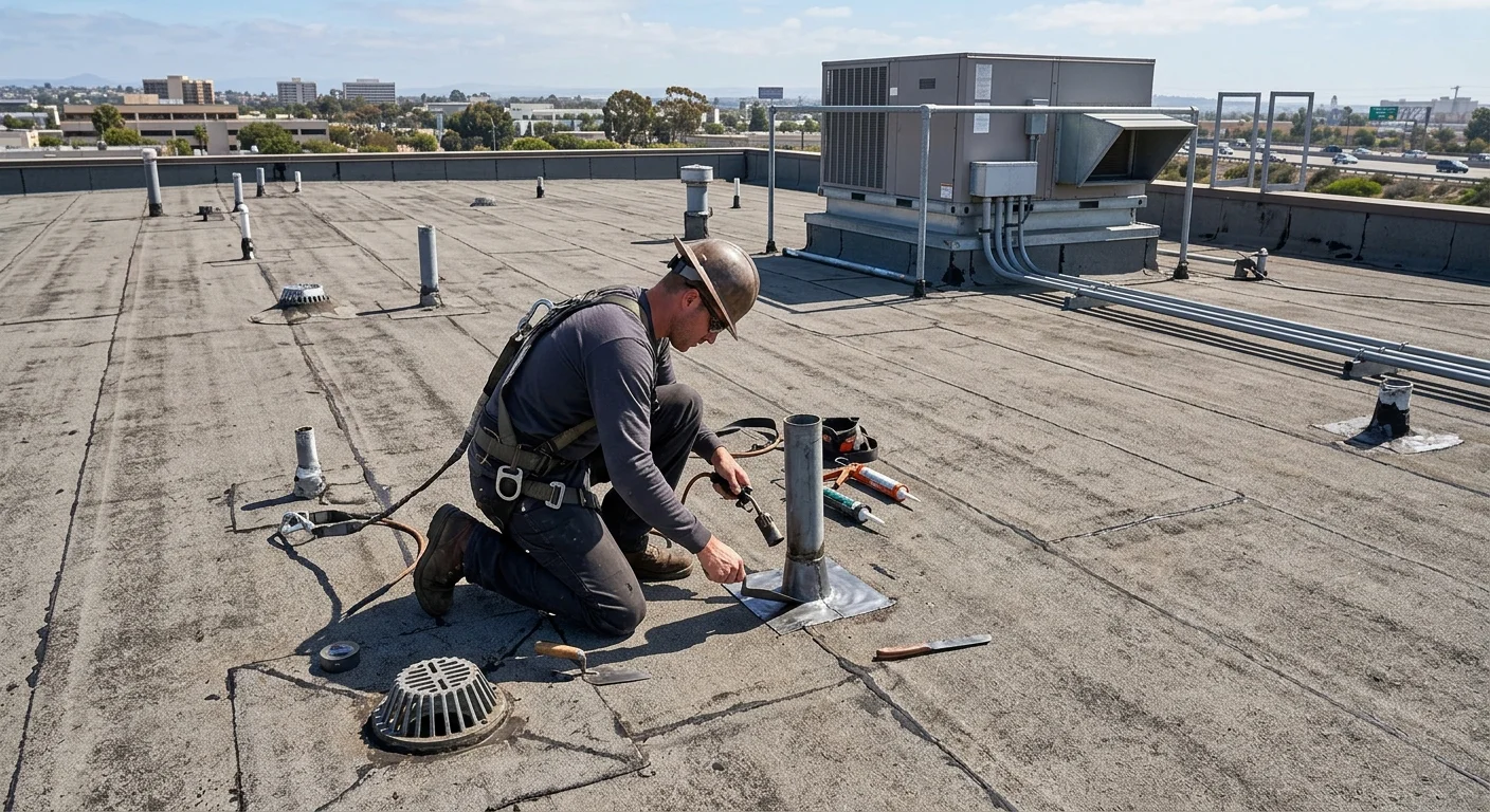 Modified bitumen membrane on a San Diego low-slope roof