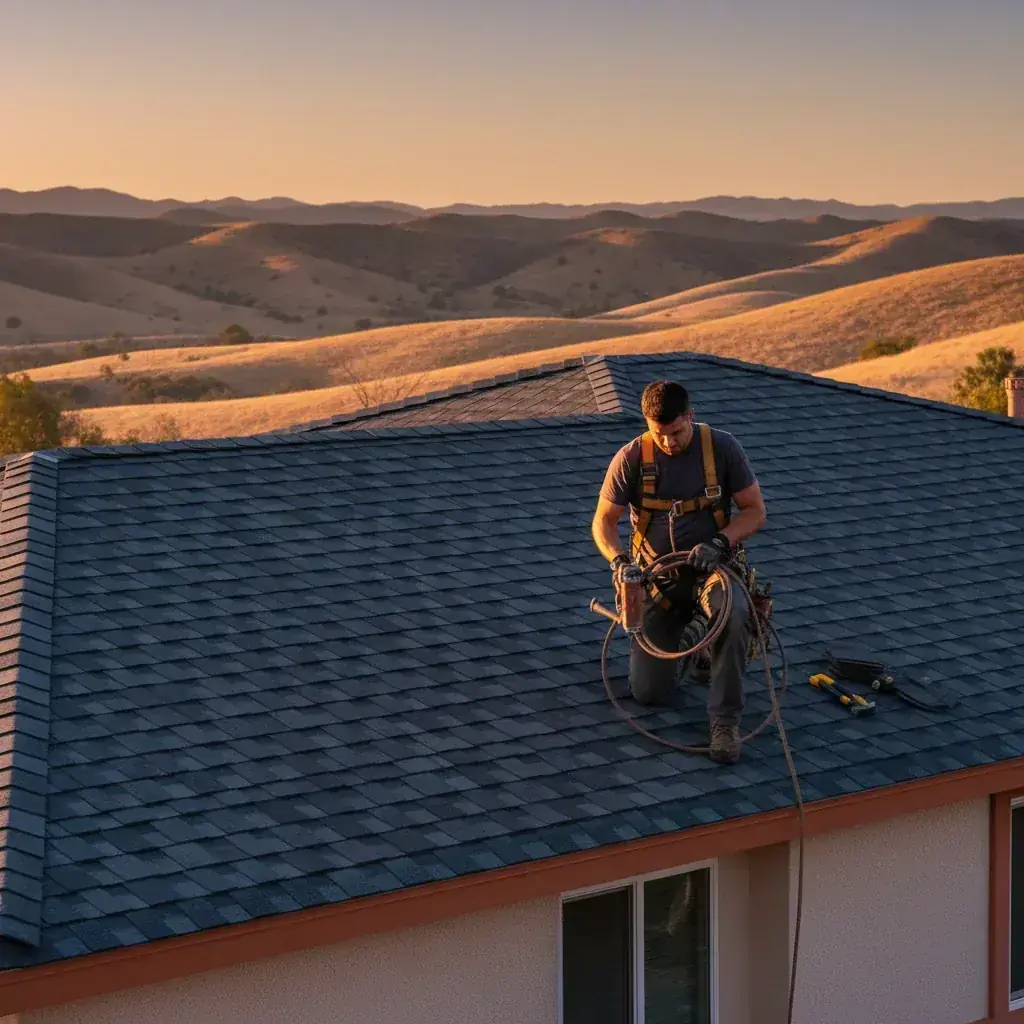 Asphalt shingle roof on a 1960s tract home in Fletcher Hills, El Cajon.